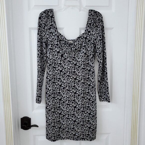 Boden Sweetheart Jersey Dark Floral Babydoll Mini Women's Dress Size 6 - Picture 2 of 13